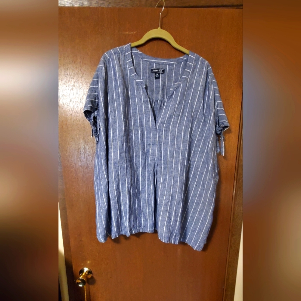Lands' End Linen Striped Women's Top